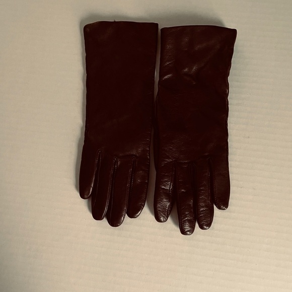 Vintage buttery soft chocolate brown leather gloves size 7 1/2 cashmere lined - Picture 1 of 3